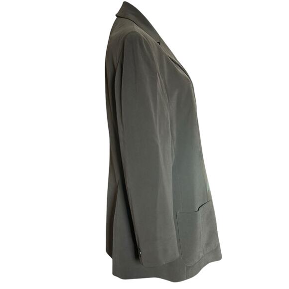 Jones New York 100% Silk Blazer Jacket Suit Brown Silky Satin Feel SZ 16 Lined - Picture 6 of 8